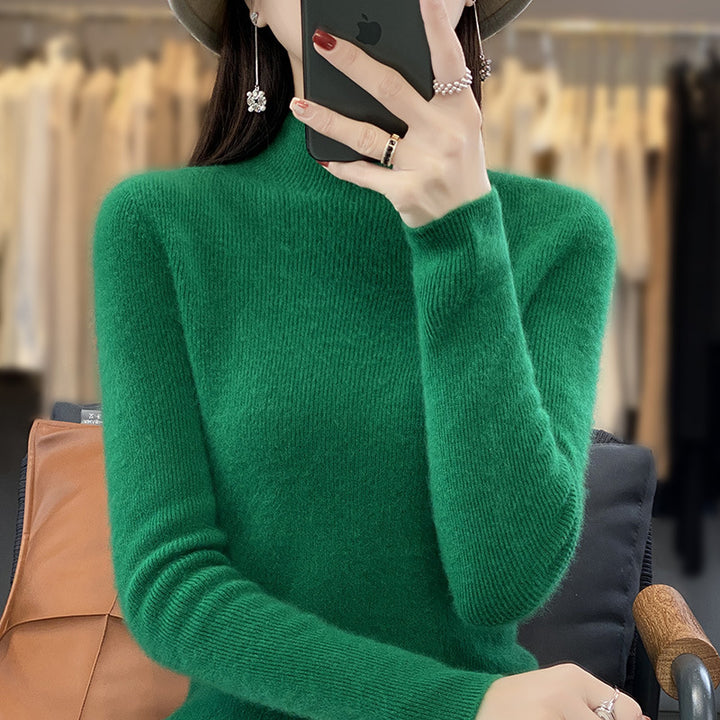 Damen Schlanker Feinstrick-Mockneckpullover aus feinem Angora‑Mix Echoarchiv