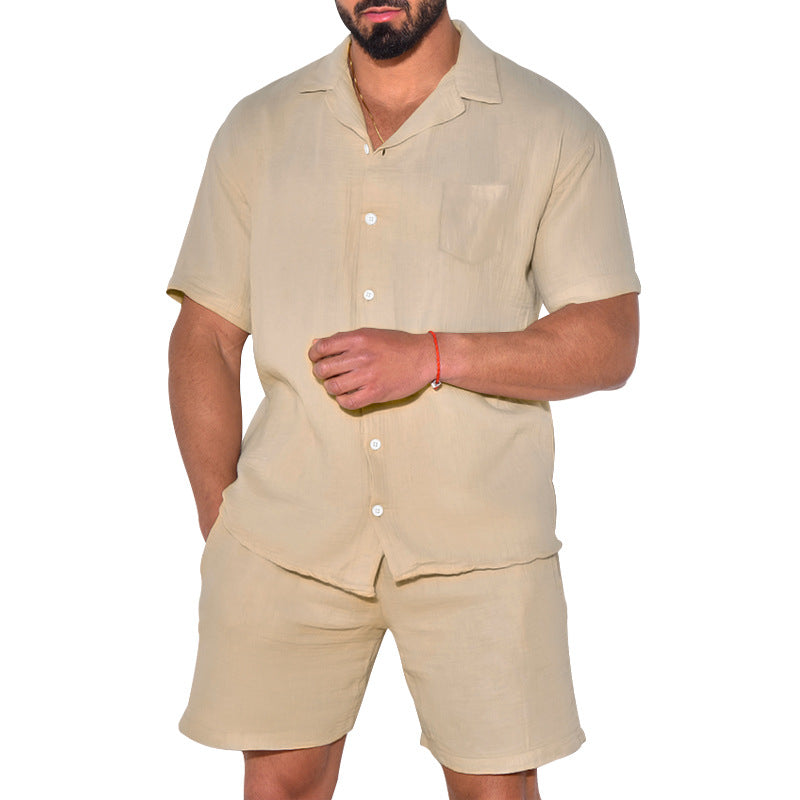 Herren Leichte und atmungsaktive Kurzarm-Hemd-Shorts Kombination Echoarchiv