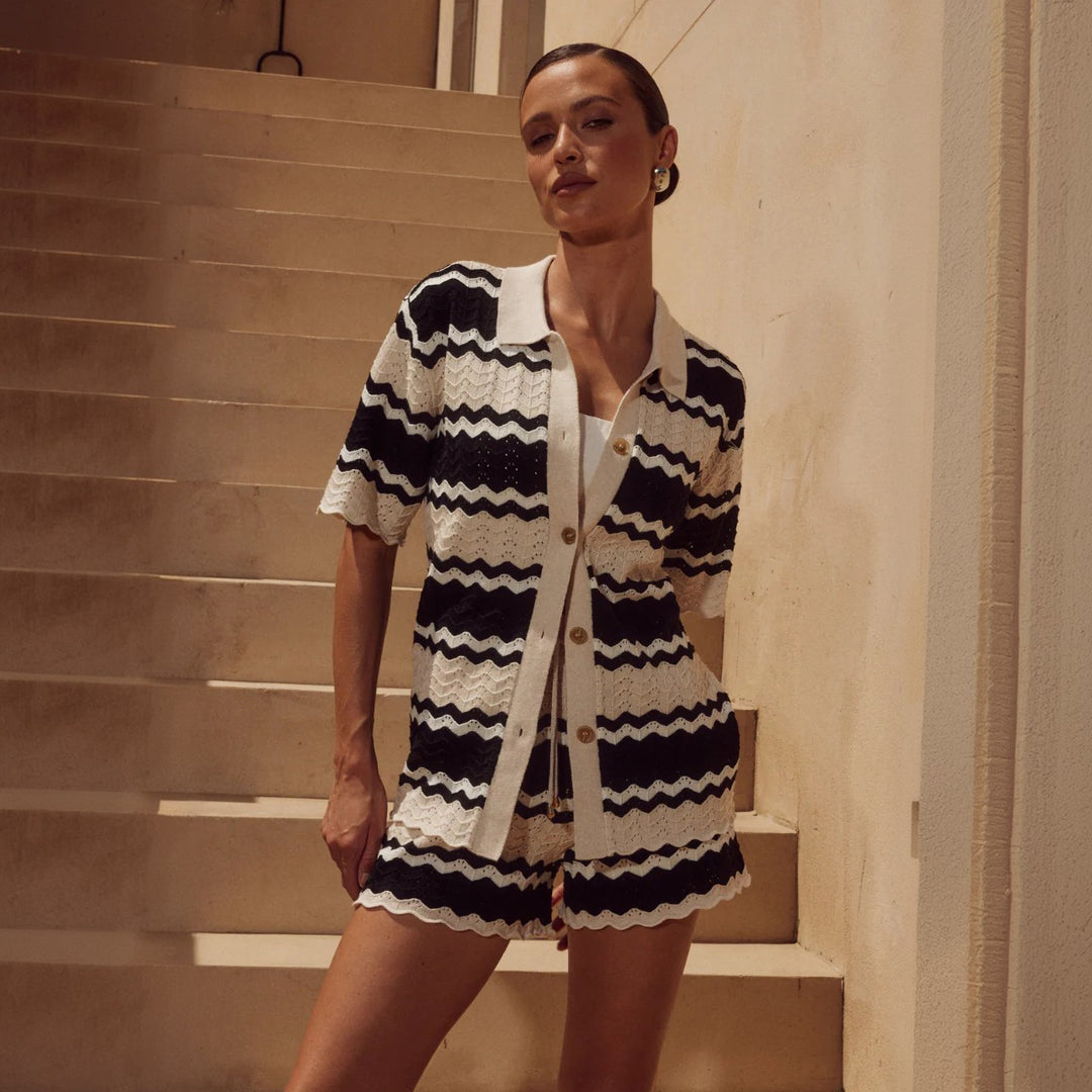 Damen lässiges Häkel-Shorts-Set Echo Archiv