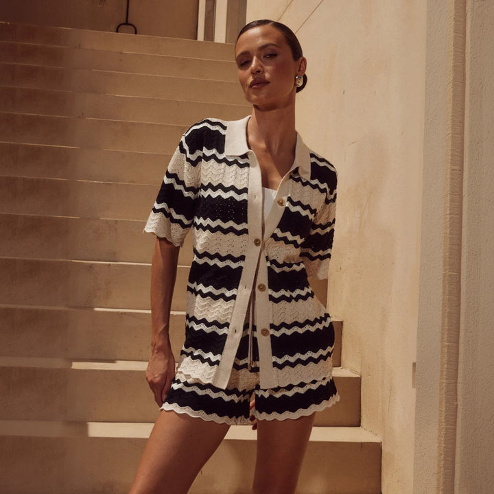 Damen lässiges Häkel-Shorts-Set Echo Archiv