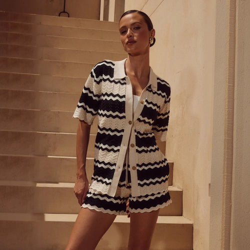 Damen lässiges Häkel-Shorts-Set Echo Archiv