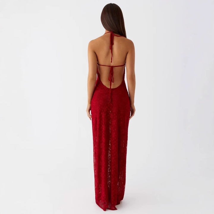 Damen Elegantes Abendkleid aus feiner Spitze mit tiefem V-Ausschnitt Echo Archiv