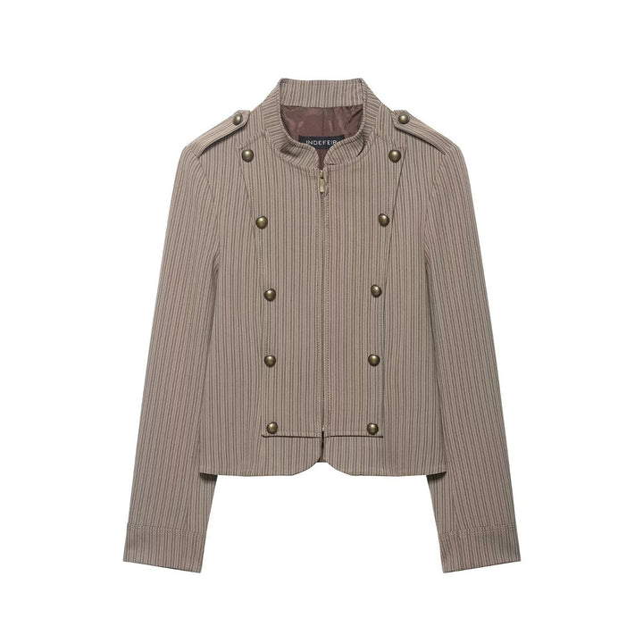 Damen Kurzjacke im Military-Stil mit Stehkragen, Zierknopfleiste und feinem Nadelstreifen Echo Archiv