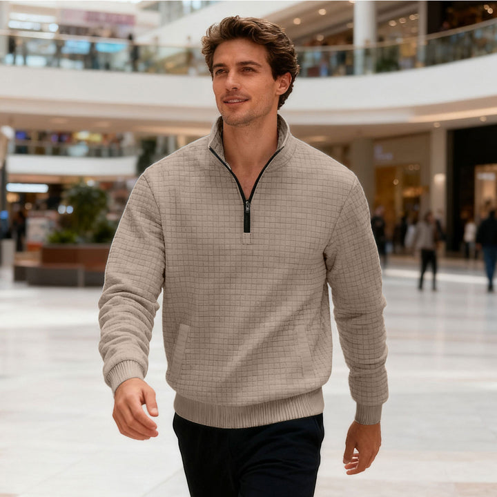 Herren sportlicher Pullover mit halbhoch geschlossenem Kragen Echoarchiv