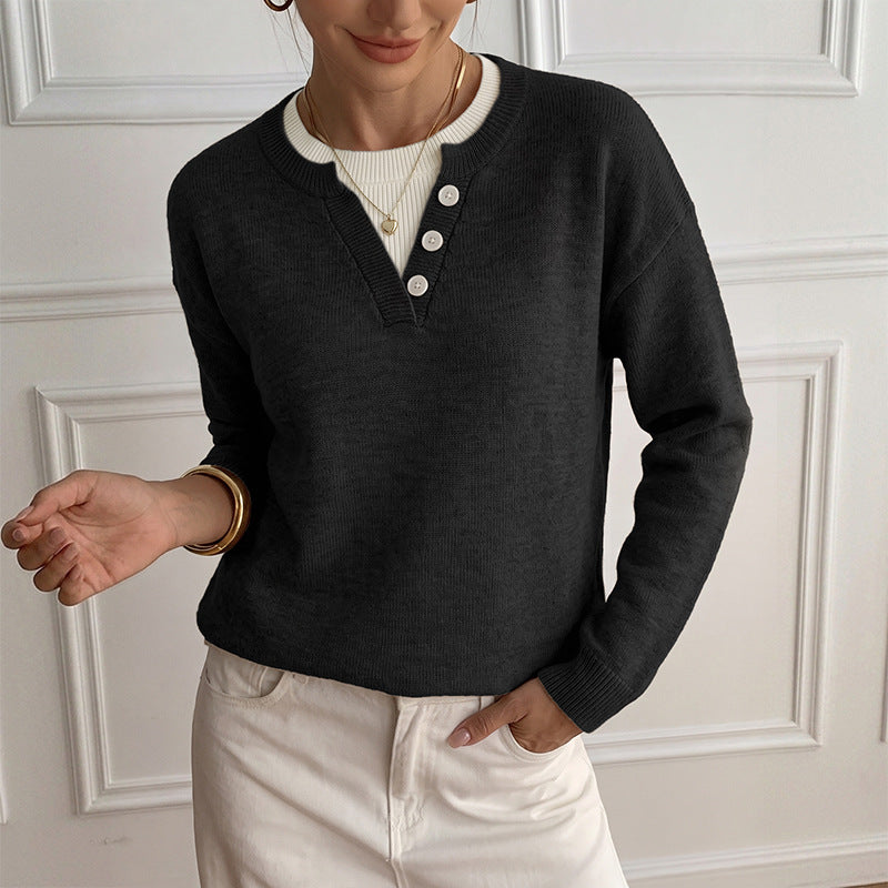 Damen Gemütlicher Pullover mit Knopfdetails Echo Archiv
