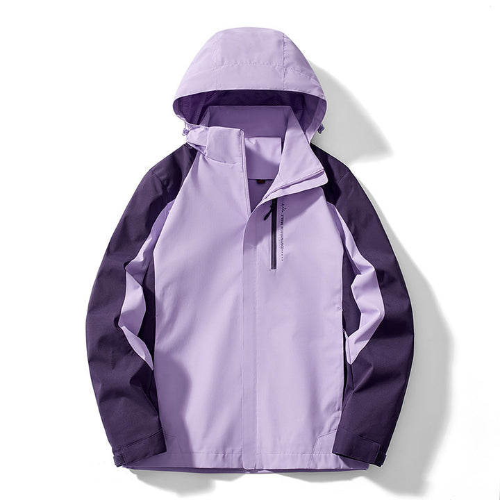 Damen Leichte zweifarbige Softshelljacke mit Kapuze, atmungsaktivem Meshfutter und Brustreißverschluss – Célinea