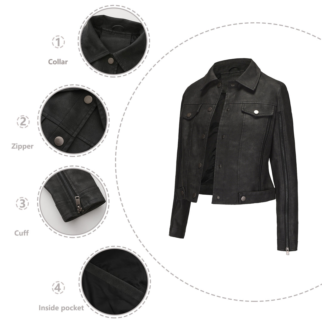 Damen nan kurze Cropped-Truckerjacke aus Wildlederoptik mit seitlichen Reißverschlüssen und aufgesetzten Brusttaschen Echo Archiv