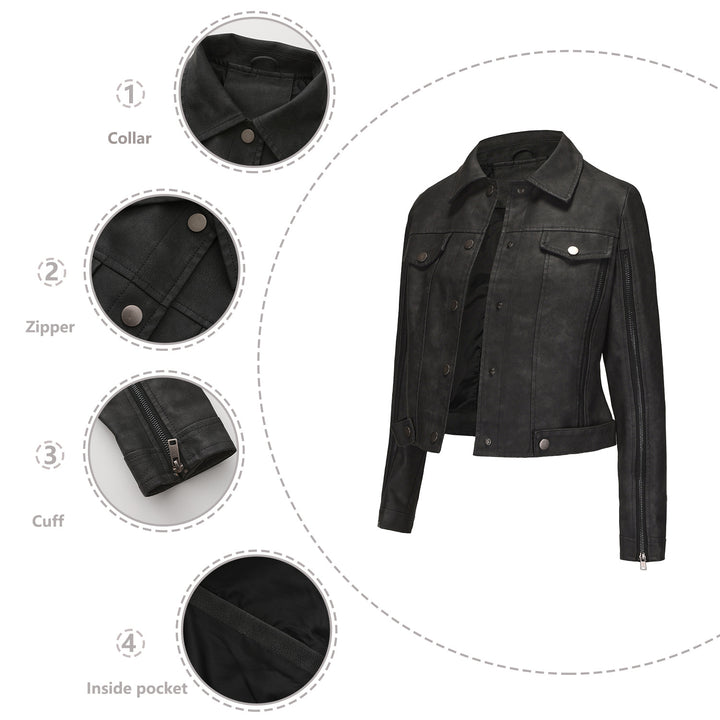 Damen nan kurze Cropped-Truckerjacke aus Wildlederoptik mit seitlichen Reißverschlüssen und aufgesetzten Brusttaschen Echo Archiv