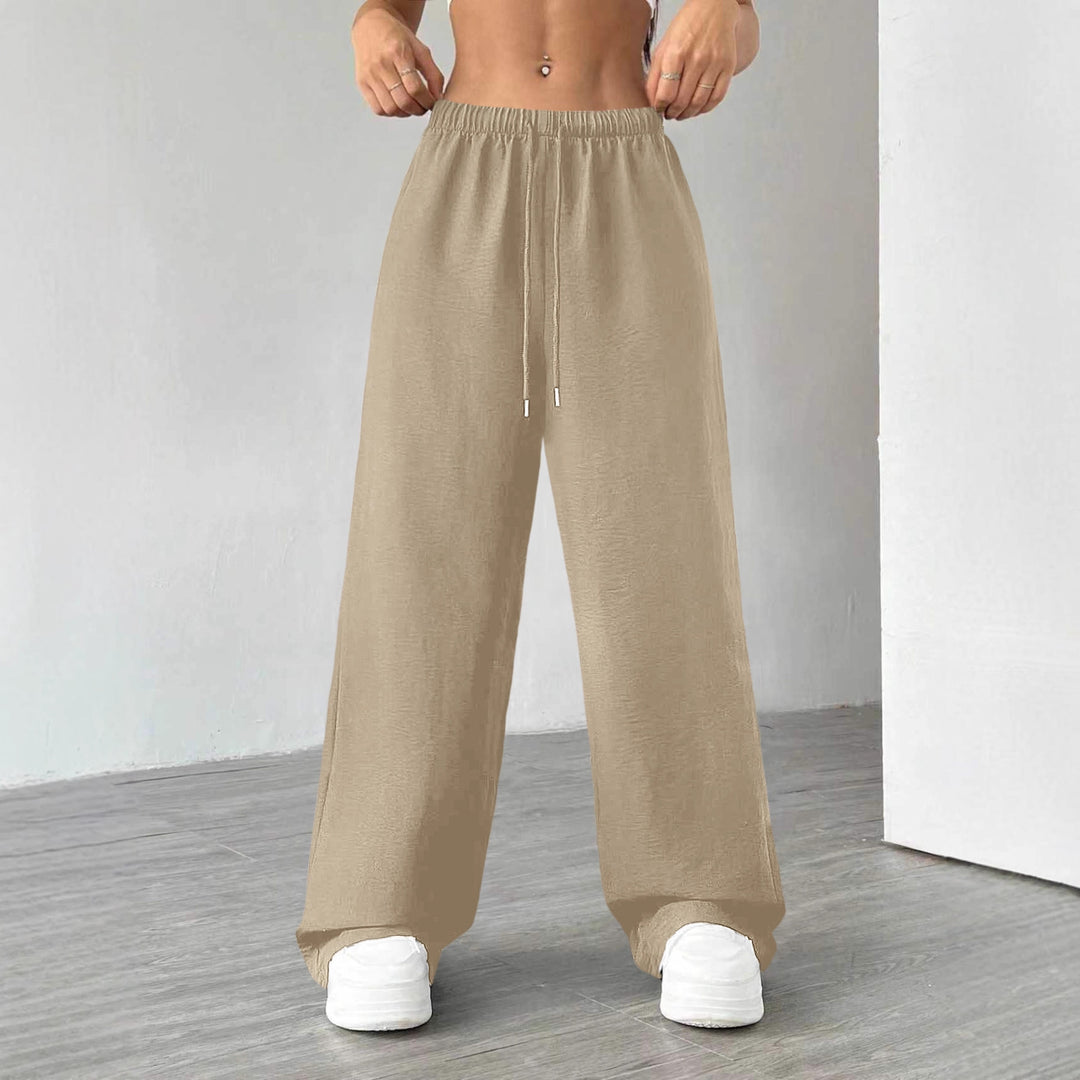 Damen Weite Lounge-Hose mit hohem Elastikbund und Kordelzug Echoarchiv