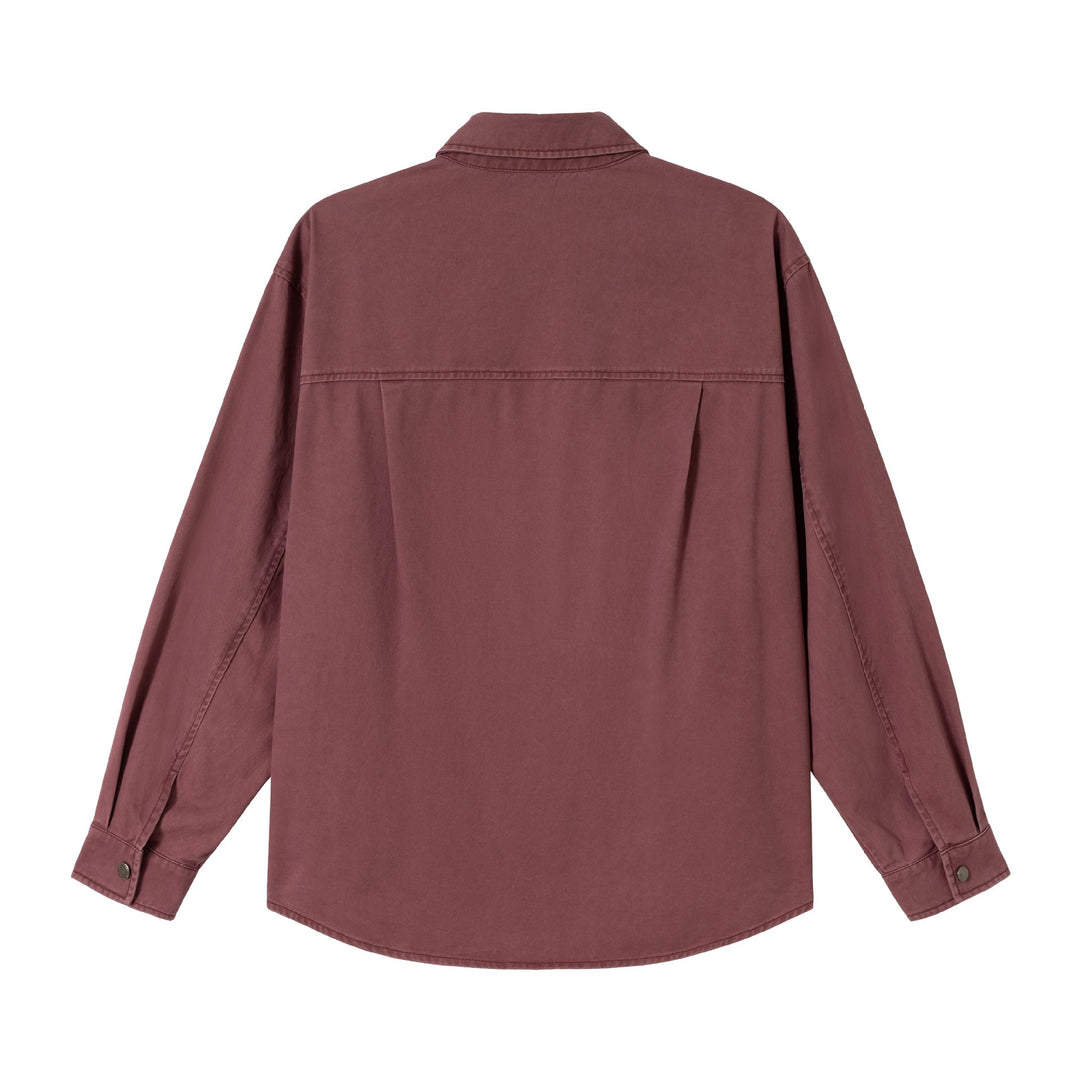 Damen Oversize Hemdjacke im Shacket‑Stil aus gewaschenem Baumwolltwill mit Druckknopfverschluss Echoarchiv