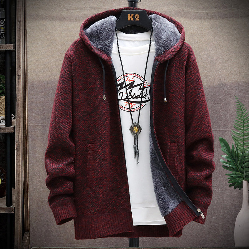 Herren gemütliche Strickjacke mit Kapuze und weichem Innenfutter Echoarchiv