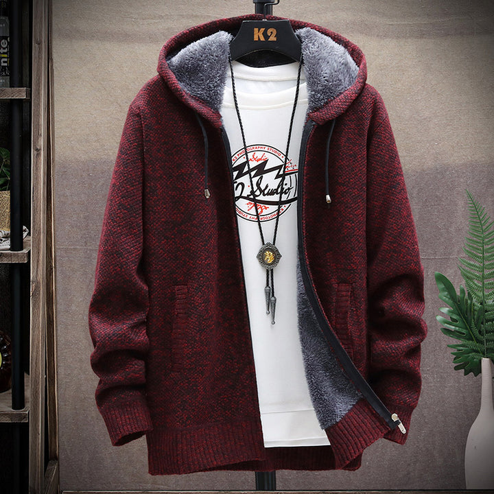 Herren gemütliche Strickjacke mit Kapuze und weichem Innenfutter Echoarchiv