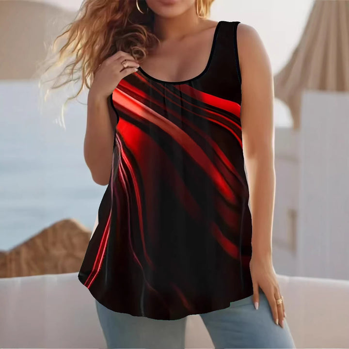 Damen Elegantes ärmelloses Oberteil mit modernem Wellendesign Echo Archiv
