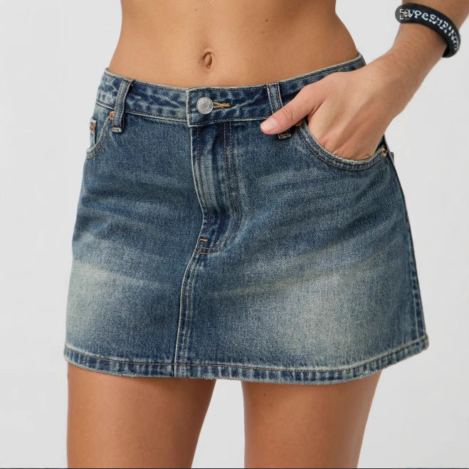 Damen Denim-Minirock mit modischen Taschen und klassischem Schnitt Echo Archiv