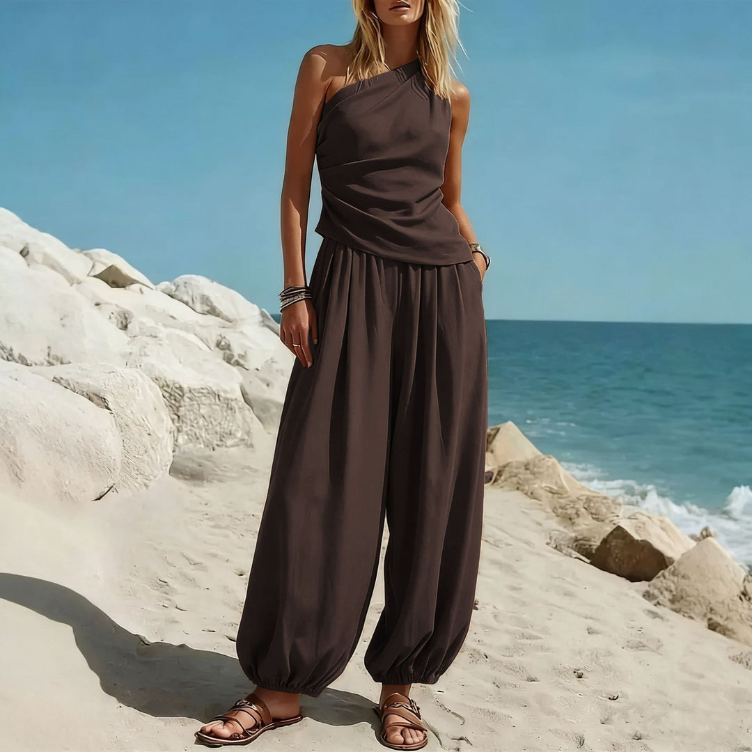 Damen Elegantes Einteiler-Outfit mit Fließendem Schnitt und One-Shoulder-Design Echo Archiv