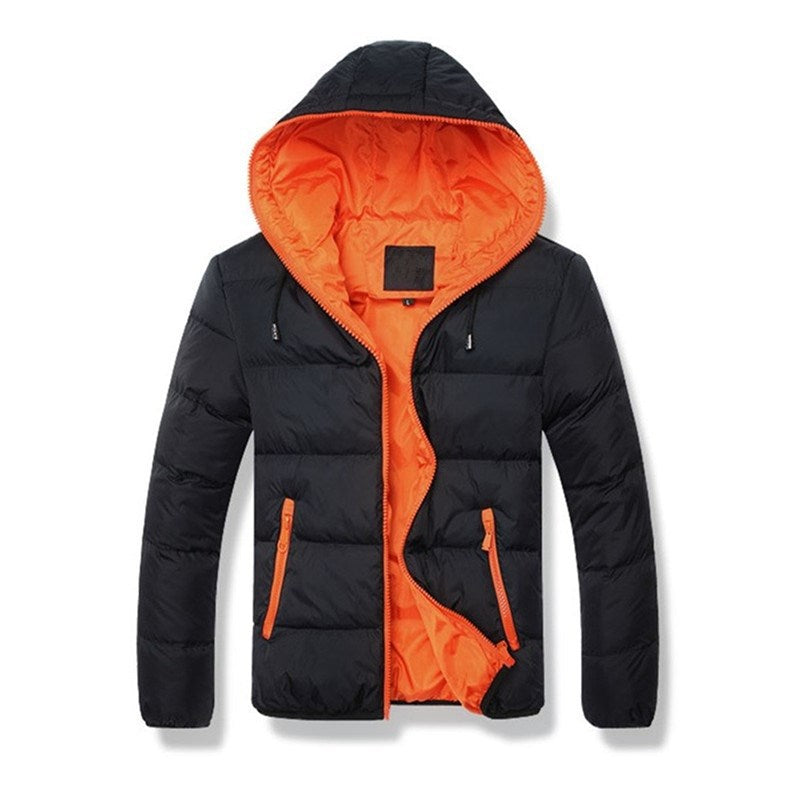 Herren nan gesteppte Kapuzen-Steppjacke mit kontrastierendem Fleecefutter und seitlichen Reißverschlusstaschen Echo Archiv
