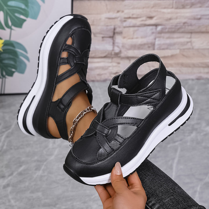 Damen Plateau‑Sneaker‑Sandale mit geschlossener Kappe und Klettverschluss Echo Archiv