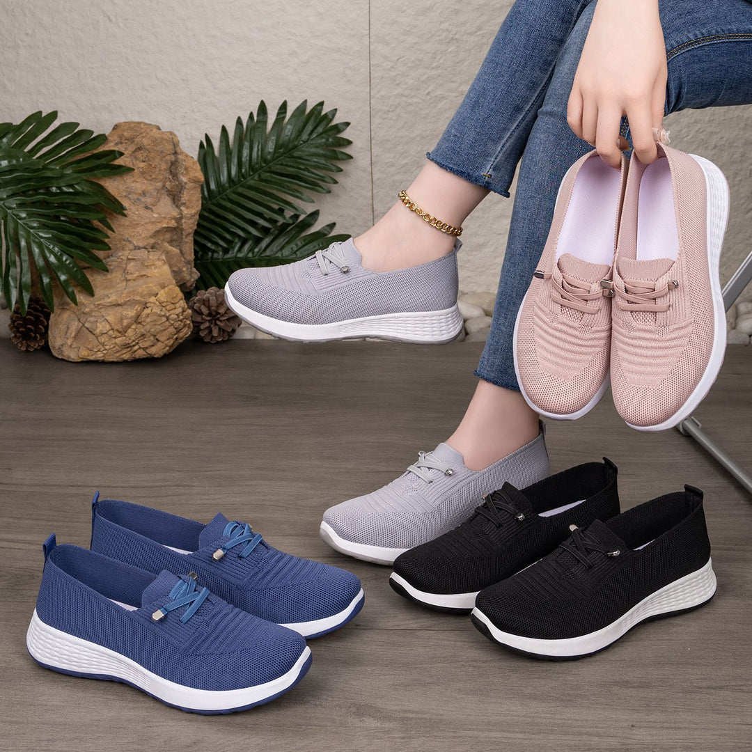 Damen nan leichter gestrickter Slip-On Freizeitschuh mit elastischem Einstieg, dekorativer Zier-Schnürung und dämpfender Leichtprofilsohle Echo Archiv