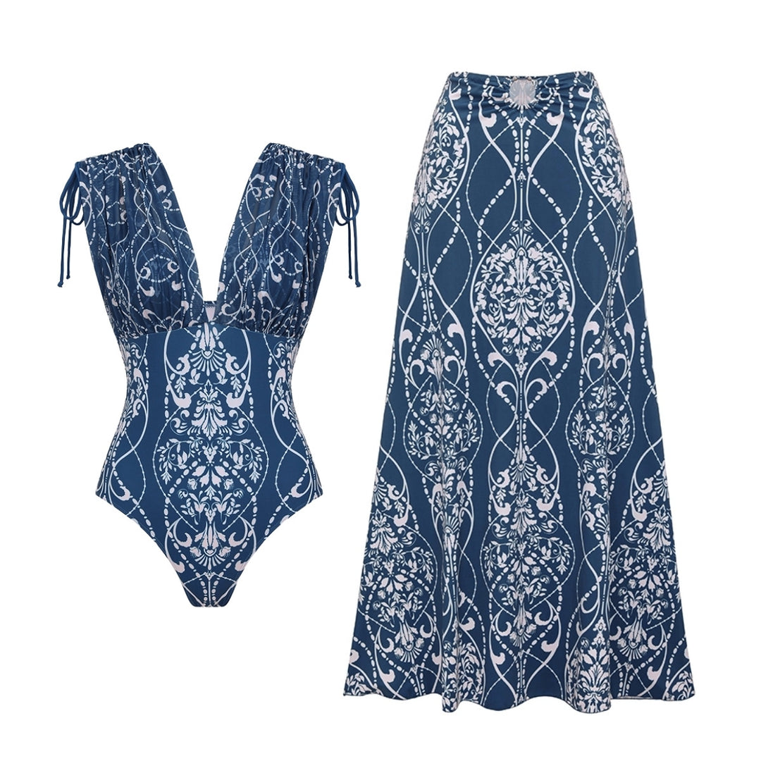 Damen eleganter Einteiler Badeanzug mit raffinierter Drapierung Echo Archiv