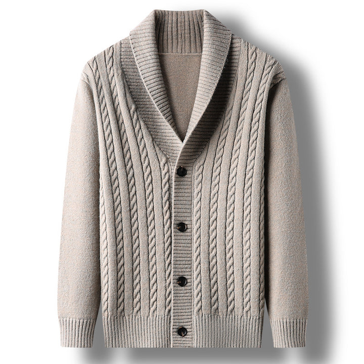 Herren Strickjacke mit strukturiertem Design und elegantem Kragen Echoarchiv