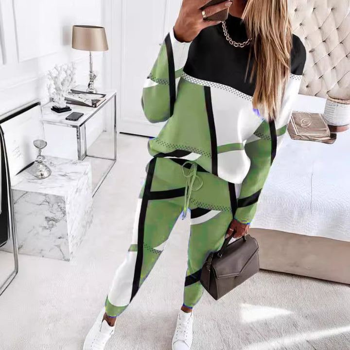 Damen nan gemustertes Freizeit-Set aus Sweatshirt und Jogginghose Echo Archiv