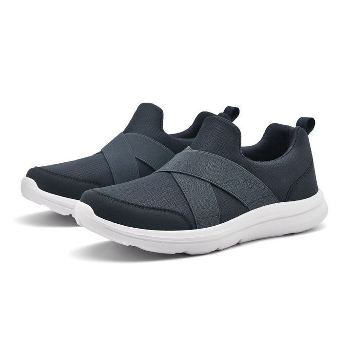 Damen nan elastischer Slip-On Komfort-Sneaker mit atmungsaktivem Strickoberteil, gekreuzten Stretchriemen und dämpfender EVA-Sohle Echo Archiv