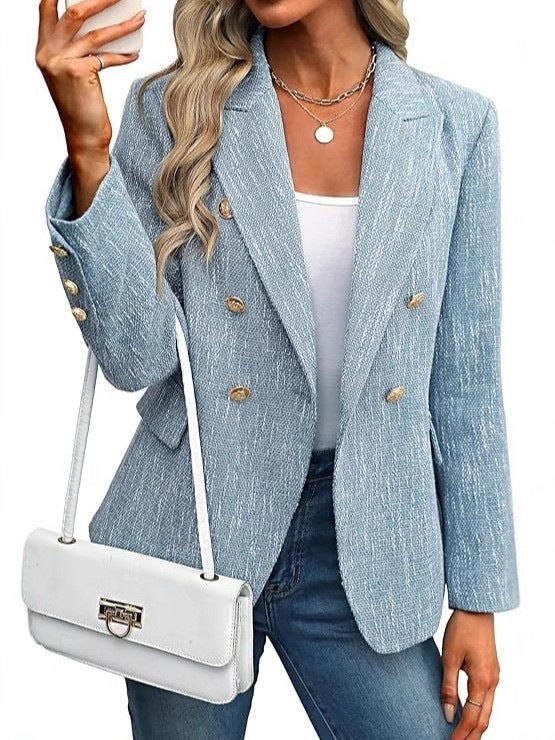 Damen Modische Doppelreihige Blazerjacke