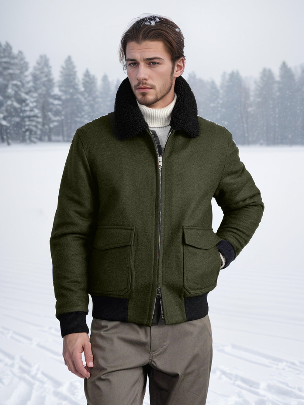 Herren Bomberjacke mit Fleece-Kragen und praktischen Taschen Echoarchiv