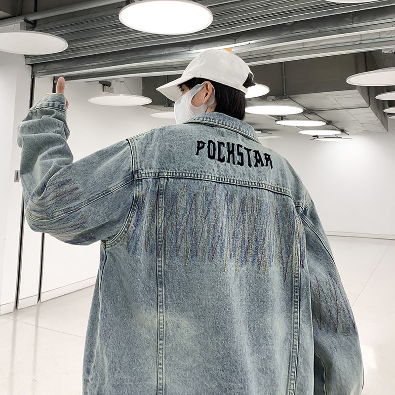 Herren Modische Denimjacke mit kreativen Akzenten Echoarchiv