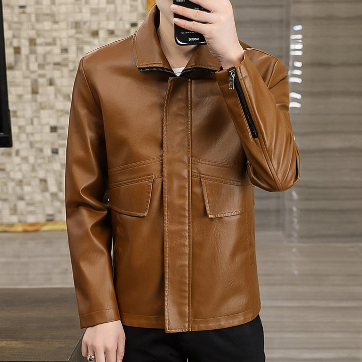 Herren modische Kunstlederjacke mit praktischen Taschen und stylischem Schnitt Echoarchiv