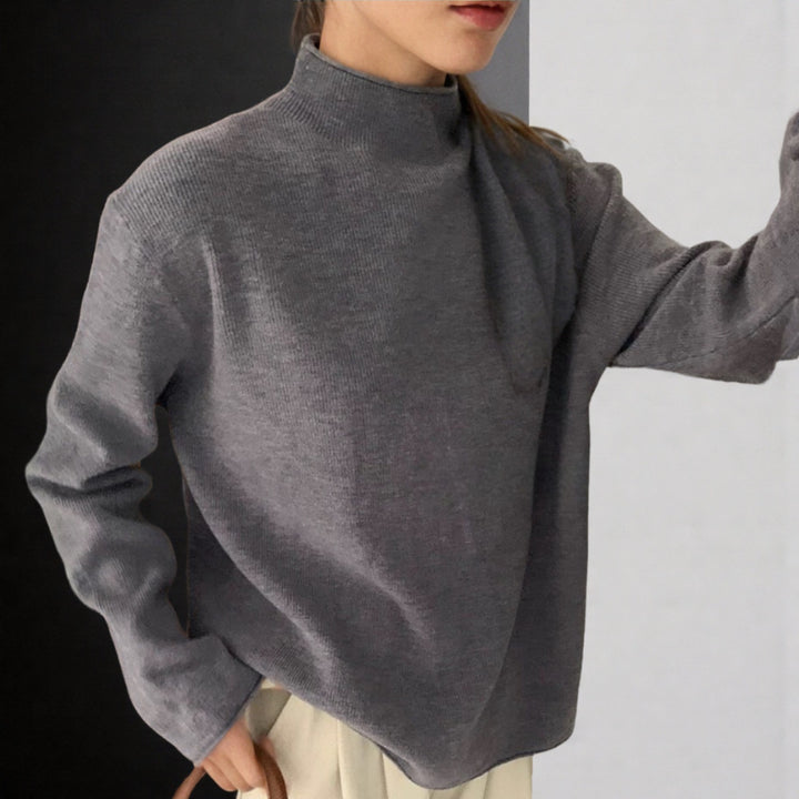Damen Oversize-Feinstrickpullover mit Stehkragen und geriffelter Struktur – Mavelle