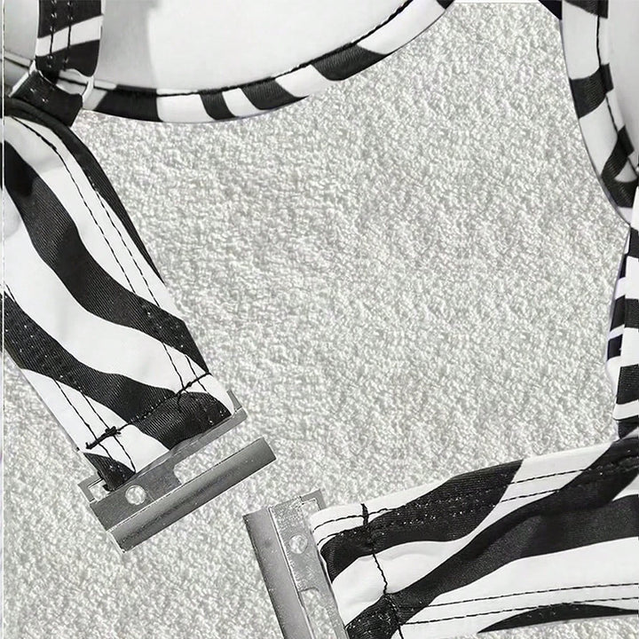 Damen Triangel-Bikini mit raffinierten Rüschen und modischem Zebramuster Echo Archiv