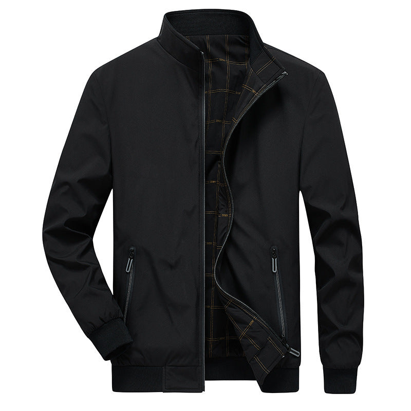 Herren Übergangsjacke mit Stehkragen, wasserabweisender Außenlage und kariertem Innenfutter Echo Archiv