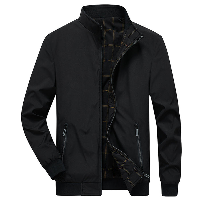 Herren Übergangsjacke mit Stehkragen, wasserabweisender Außenlage und kariertem Innenfutter Echo Archiv