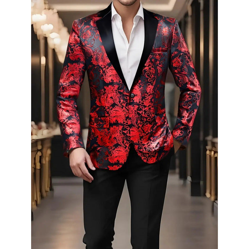 Herren eleganter Smokingblazer mit luxuriösem floralem Jacquard-Muster Echoarchiv