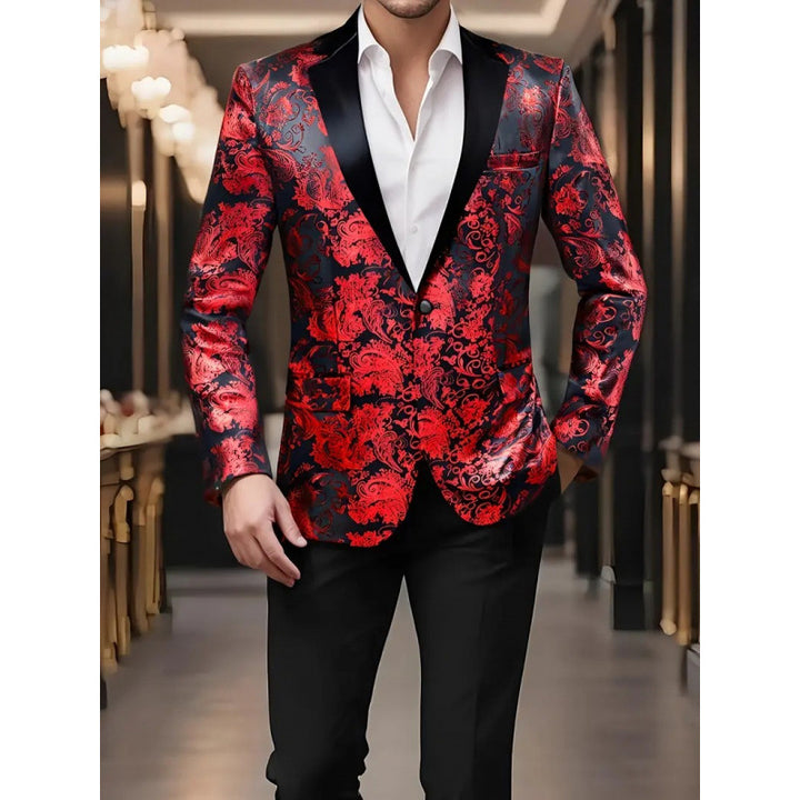 Herren eleganter Smokingblazer mit luxuriösem floralem Jacquard-Muster Echoarchiv