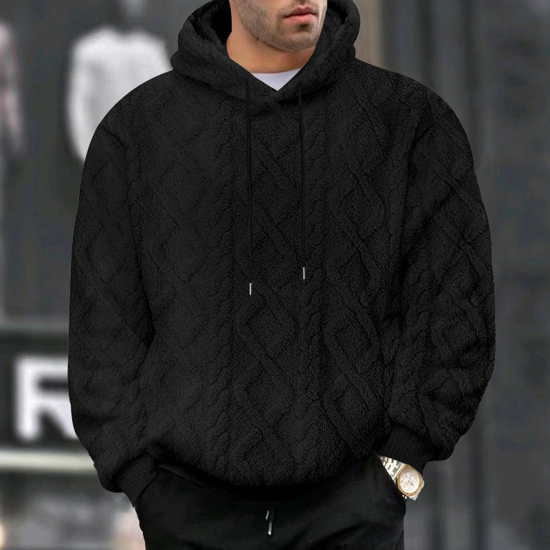 Herren Kapuzenpullover aus hochwertigem Fleece mit strukturiertem Muster Echoarchiv