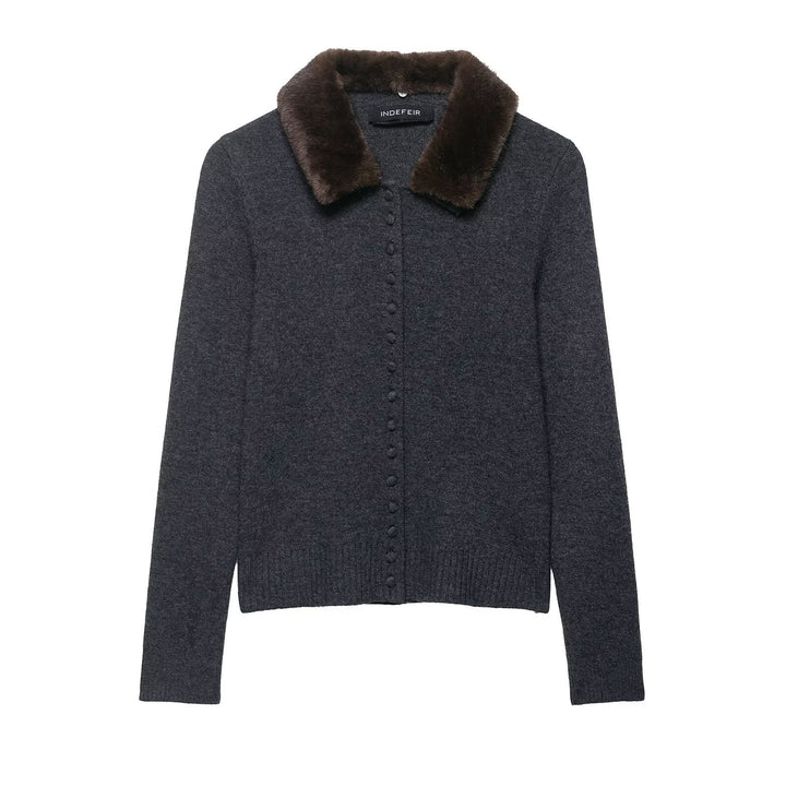 Damen Feinstrick-Cardigan mit Kunstpelzkragen und verdeckter Knopfleiste Echo Archiv