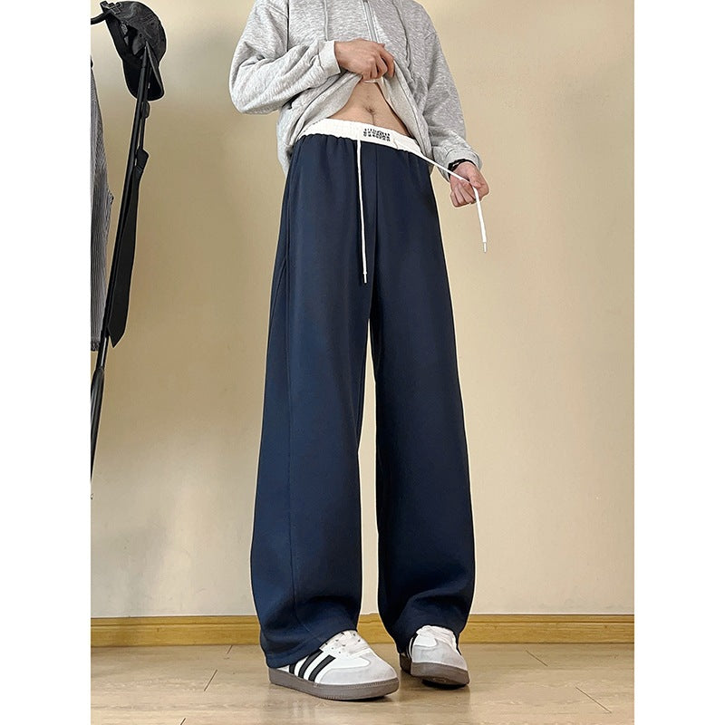Herren Weite Relax-Sweathose mit hohem Kontrastbund, Kordelzug & geradem Bein Echoarchiv