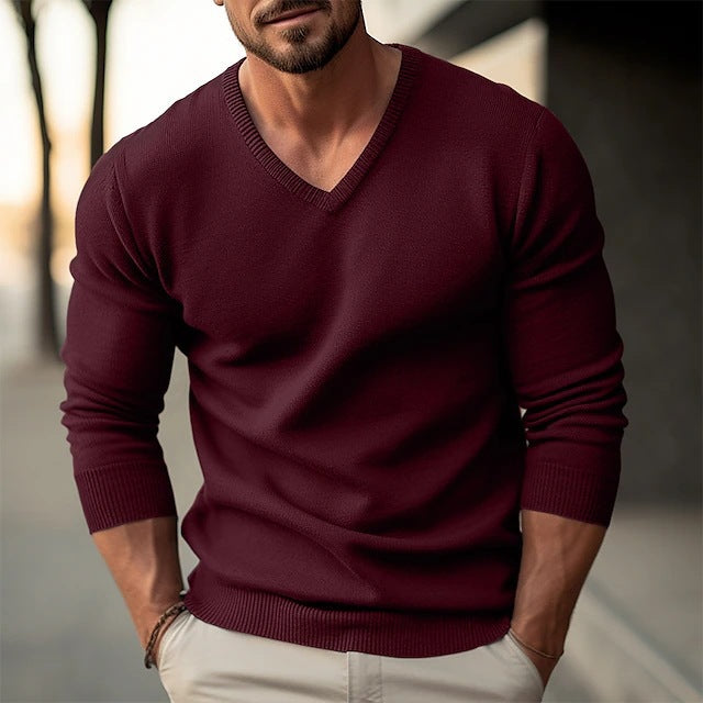 Herren eleganter V-Ausschnitt Pullover aus hochwertiger Baumwolle Echoarchiv