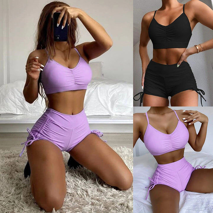 Damen Hochwertiges Sport-Bikini-Set mit Verknotungsdetail Echo Archiv