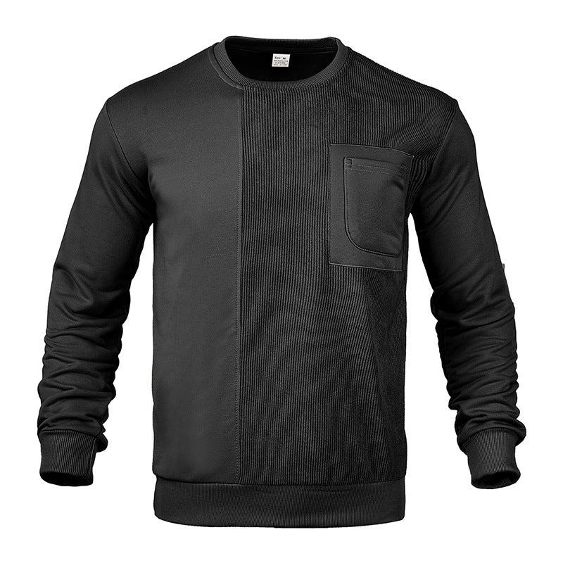 Herren Struktur-Sweatshirt mit Rippen-Panel und Brusttasche Echoarchiv