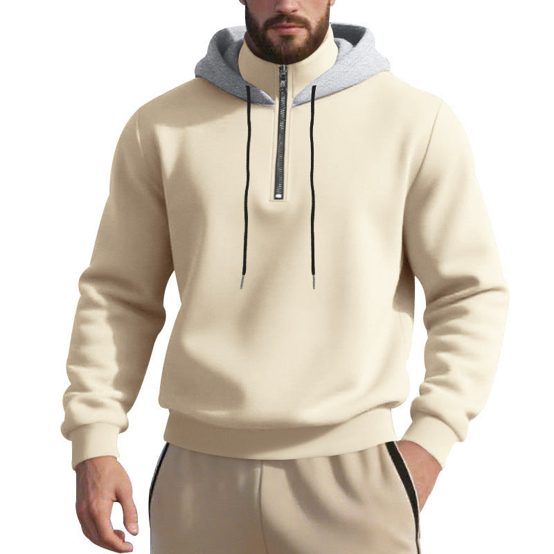 Herren sportlicher Kapuzenpullover mit halbem Reißverschluss und atmungsaktivem Stoff Echoarchiv