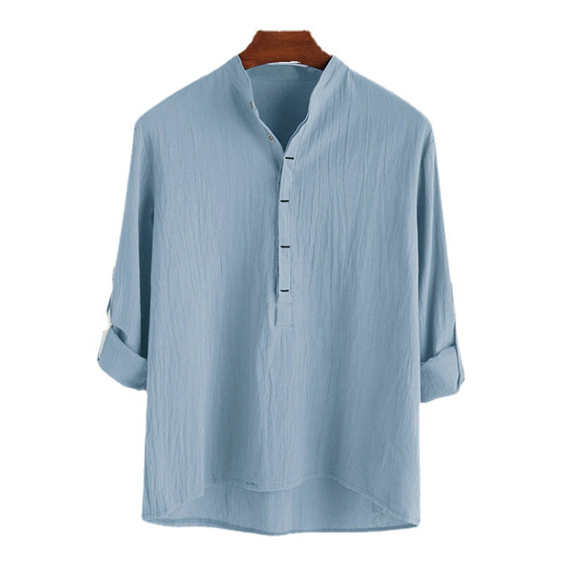 Herren Langarm-Henley-Hemd mit feinen Knopfdetails und lässigem Schnitt Echoarchiv