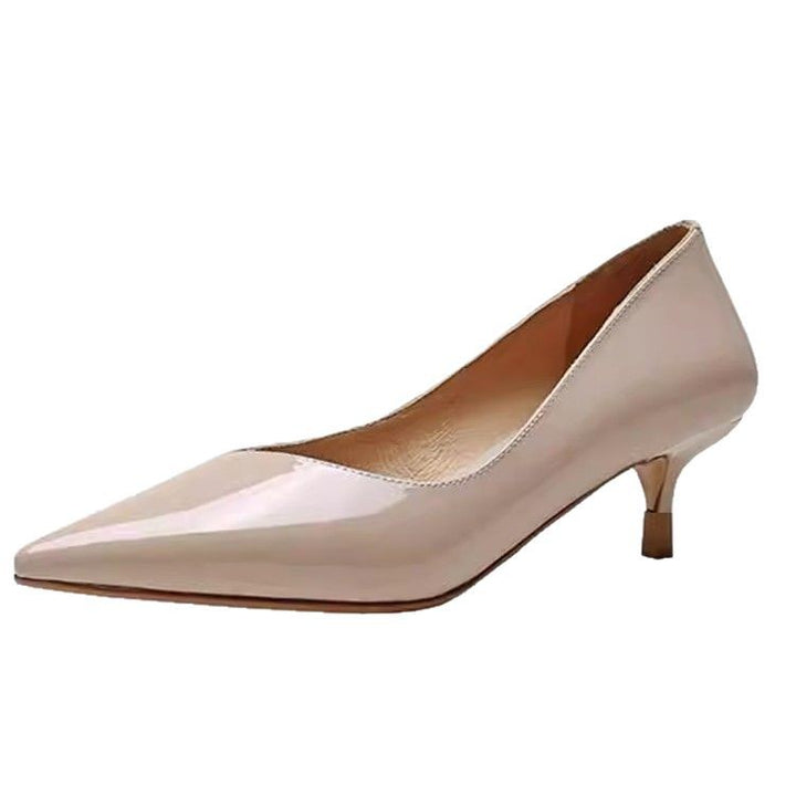 Damen Spitz zulaufende Lack-Pumps mit niedrigem Kittenabsatz – Lioré