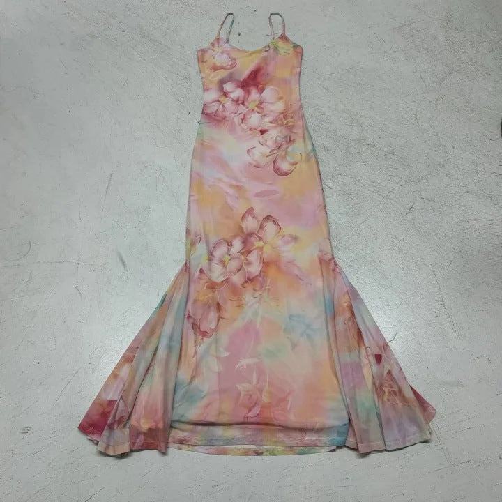 Damen Maxikleid mit floralem Design und Spaghettiträgern Echo Archiv