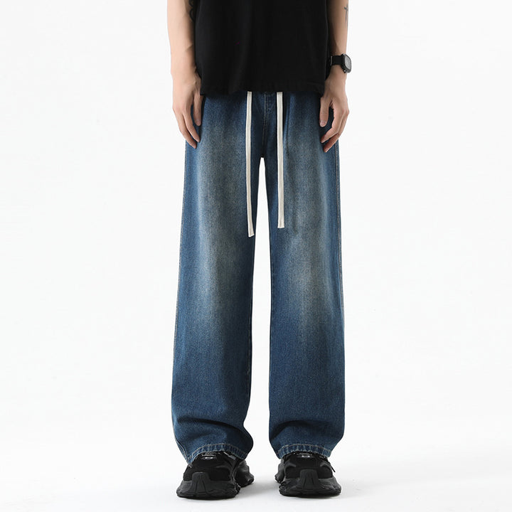 Herren Weite Denim-Jogginghose mit elastischem Bund und langen Tunnelzugbändern Echo Archiv