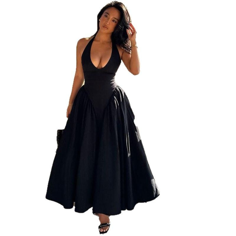 Damen nan figurschmeichelndes Neckholder-Bustier-Midikleid mit taillierter Miederform und weitem Tellerrock Echo Archiv