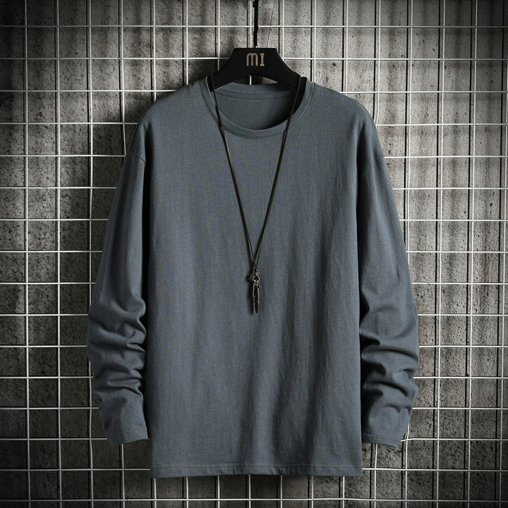 Herren nan lässiges Baumwoll-Basic-Langarmshirt mit Rundhals, Relaxed Fit und verstärkter Saumverarbeitung Echo Archiv