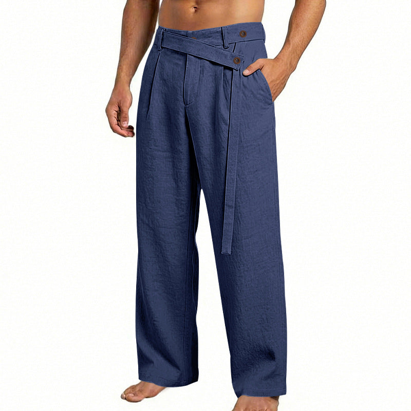 Herren nan weite Leinenhose mit Wickelbund, hoher Taille und legerem Bein Echo Archiv
